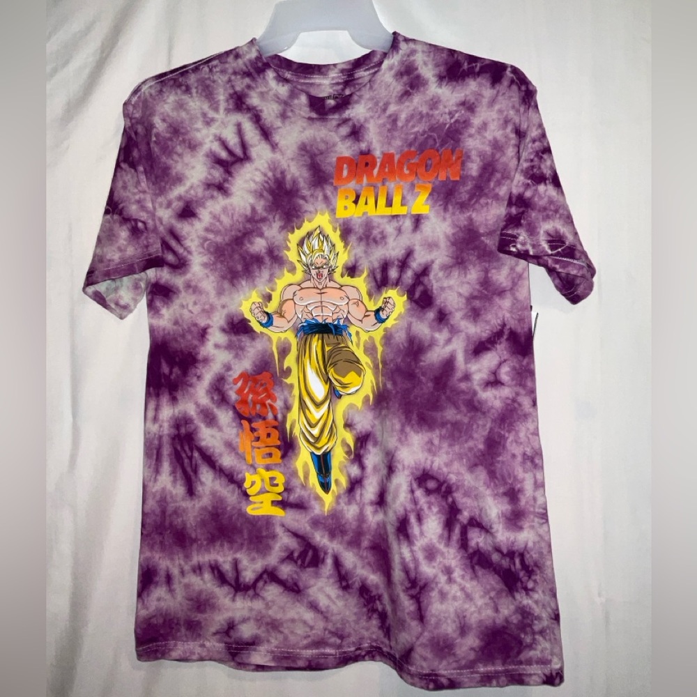 NWT Unisex Toei Animation Dragon Ball Z Goku Purple Tie Dye T-Shirt Adult Small